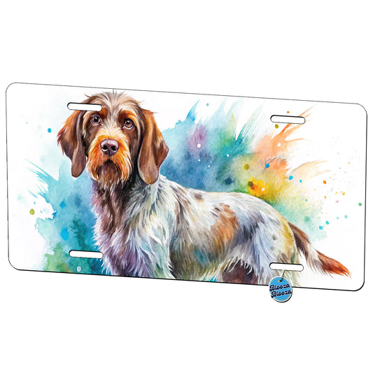 Wirehaired Pointing Griffon Dog Watercolor Style Metal Vanity Novelty Tag License Plate for Trucks Cars SUVs