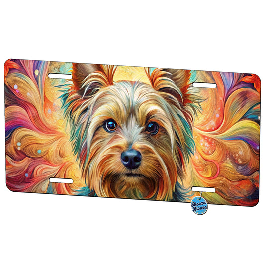 Yorkshire Terrier Yorkie Dog Bohemian Art Metal Vanity Novelty Tag License Plate for Trucks Cars SUVs