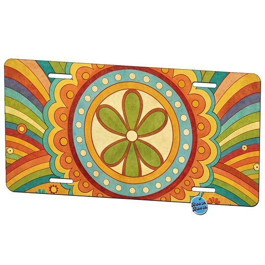 70's Retro Groovy Hippie Design Metal Vanity Novelty Tag License Plate for Trucks Cars SUVs