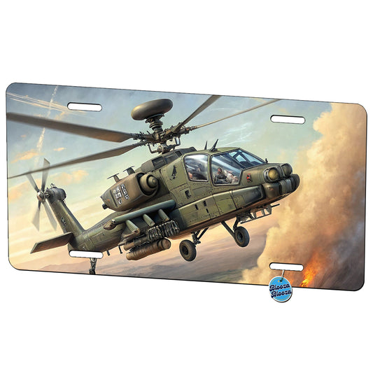 Apache AH-64 Attack Helicopter US Army Metal Vanity Novelty Tag License Plate for Trucks Cars SUVs