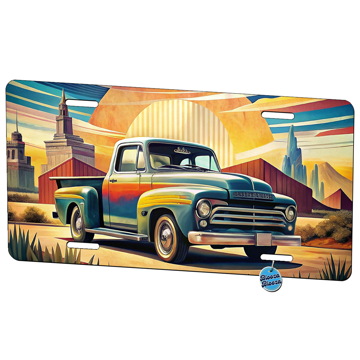 Classic Retro Truck Art Metal Vanity Novelty Tag License Plate for Trucks Cars SUVs