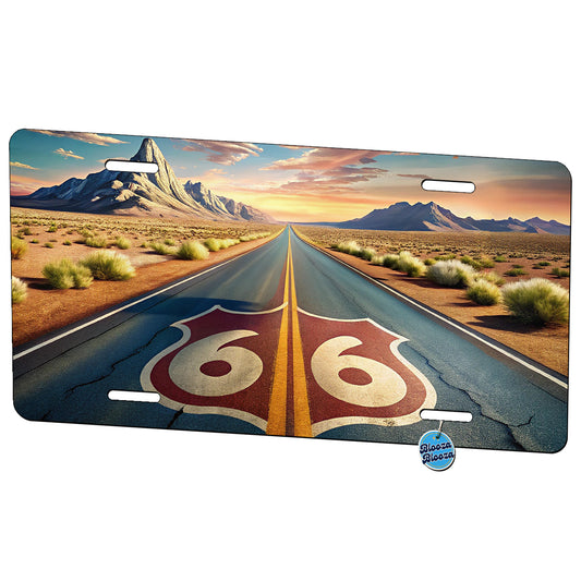 Highway Route 66 Southwest Art Metal Vanity Novelty Tag License Plate for Trucks Cars SUVs