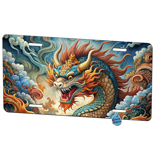 Japanese Asian Spirit Dragon Art Metal Vanity Novelty Tag License Plate for Trucks Cars SUVs