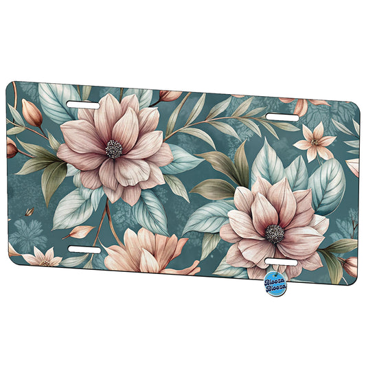 Minimalist Flowers Floral Pattern Metal Vanity Novelty Tag License Plate for Trucks Cars SUVs