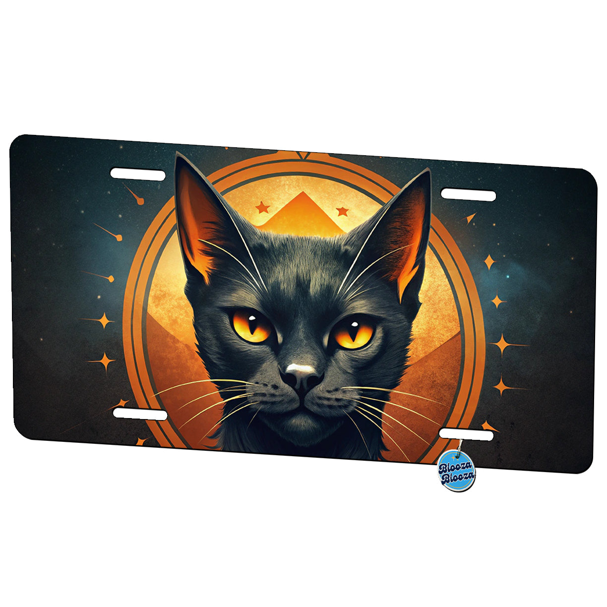 Noir Black Cat Design Metal Vanity Novelty Tag License Plate for Trucks Cars SUVs