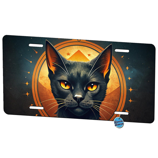 Noir Black Cat Design Metal Vanity Novelty Tag License Plate for Trucks Cars SUVs