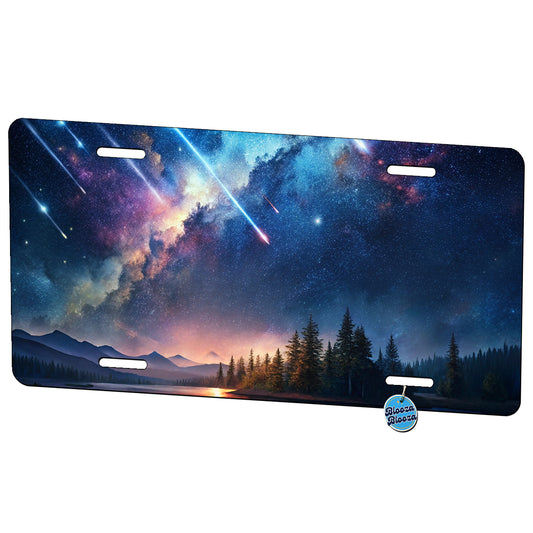 Sci-fi Colorful Meteor Shower Metal Vanity Novelty Tag License Plate for Trucks Cars SUVs