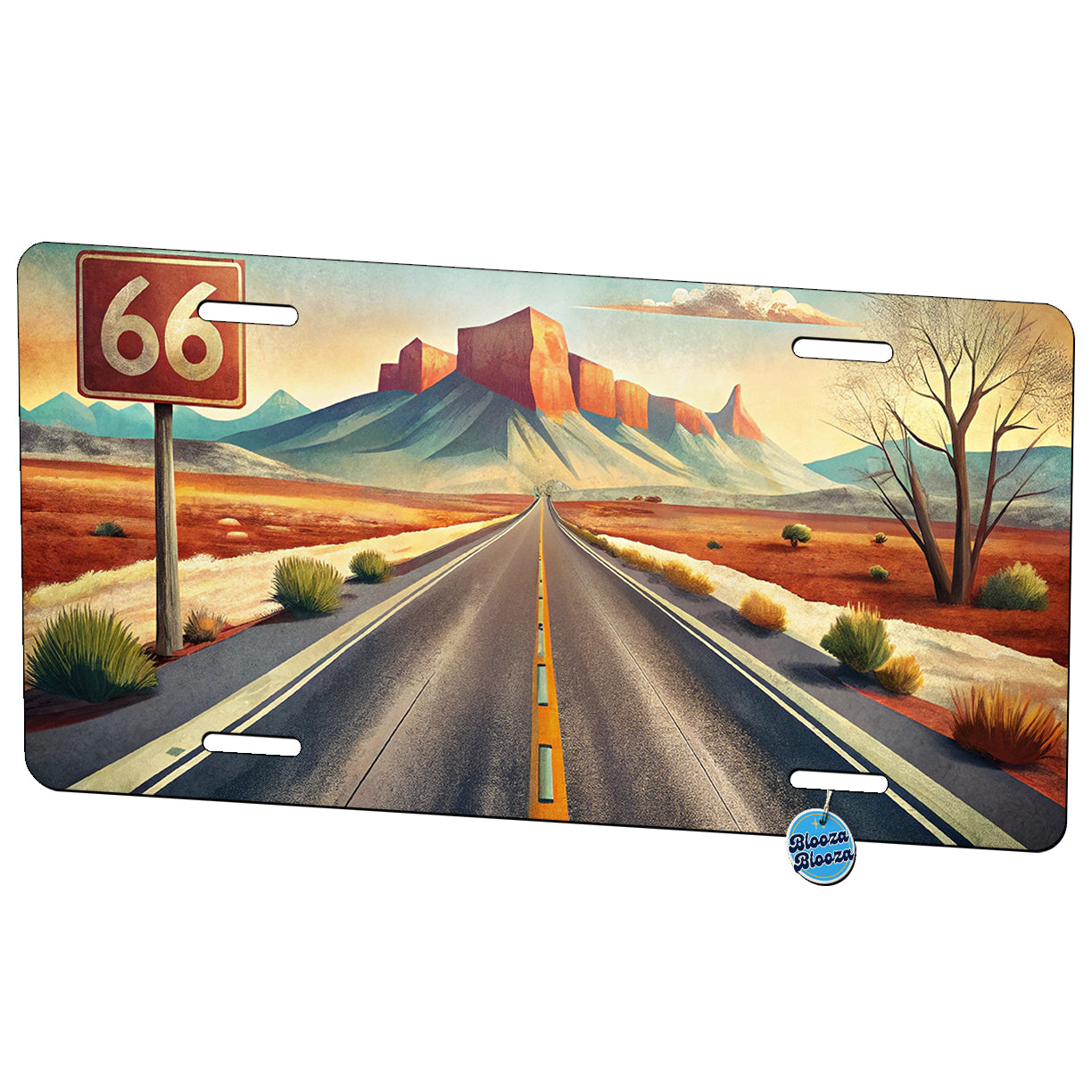 Southwest Highway Route 66 Art Metal Vanity Novelty Tag License Plate for Trucks Cars SUVs
