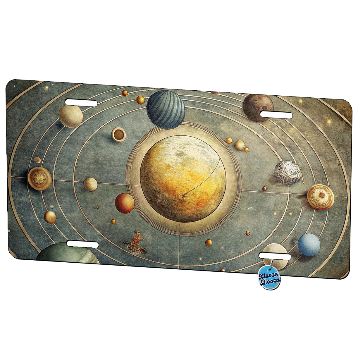 Vintage Solar System Map Metal Vanity Novelty Tag License Plate for Trucks Cars SUVs