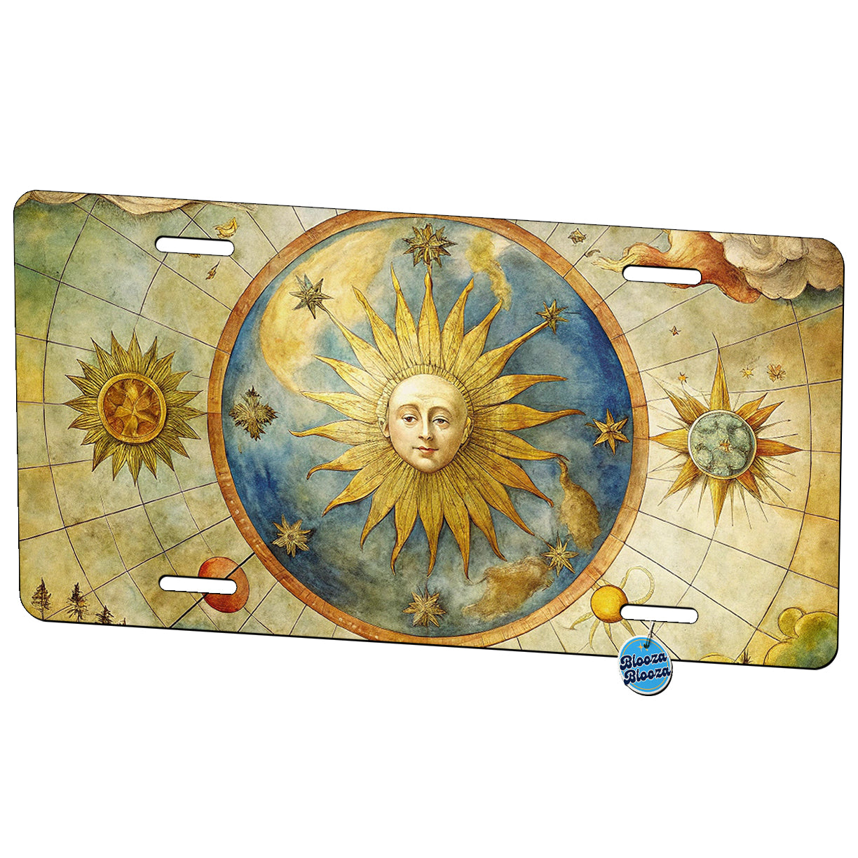 Vintage Sun Moon Celestial Map Metal Vanity Novelty Tag License Plate for Trucks Cars SUVs