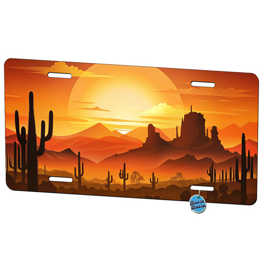 Wild West Sunset Southwest Landscape Silhouette Metal Vanity Novelty Tag License Plate for Trucks Cars SUVs