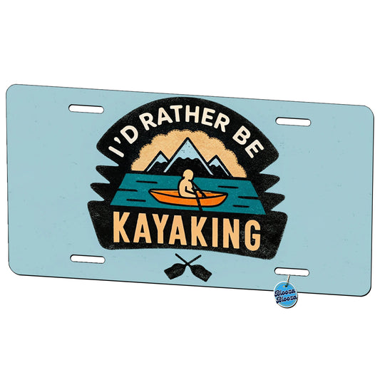 I'd Rather Be Kayaking Metal Vanity Novelty Tag License Plate for Trucks Cars SUVs