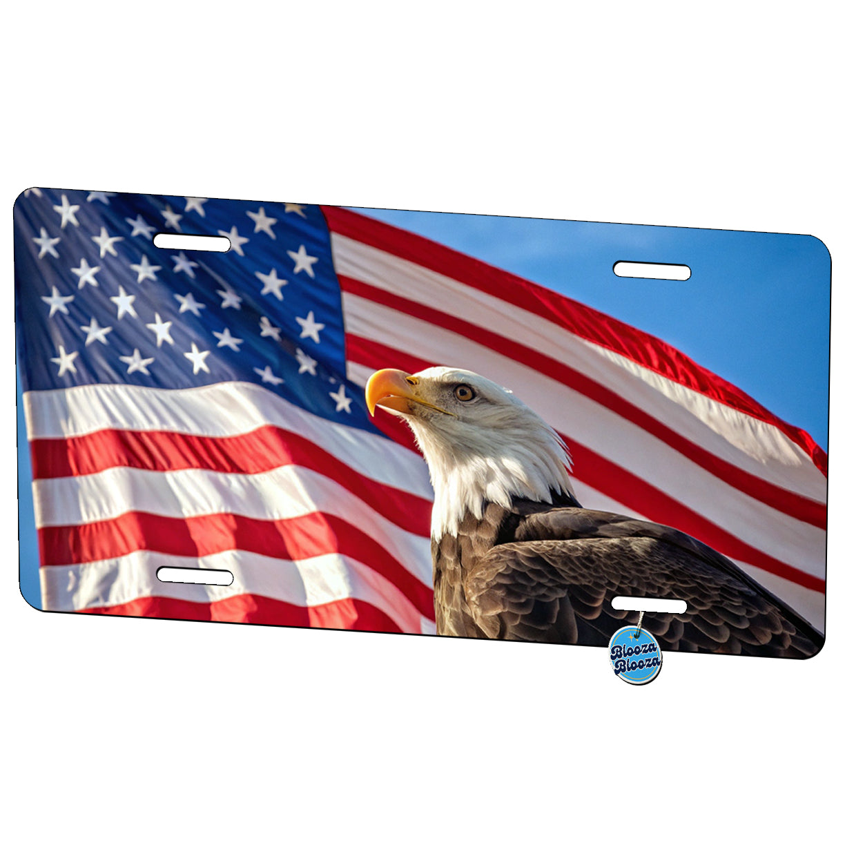Eagle And American Flag USA United States Patriotic Metal Vanity Novelty Tag License Plate for Trucks Cars SUVs