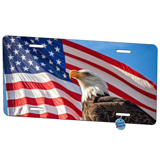 Eagle And American Flag USA United States Patriotic Metal Vanity Novelty Tag License Plate for Trucks Cars SUVs