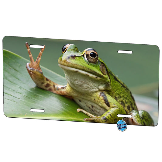 Frog Peace Sign Funny Metal Vanity Novelty Tag License Plate for Trucks Cars SUVs