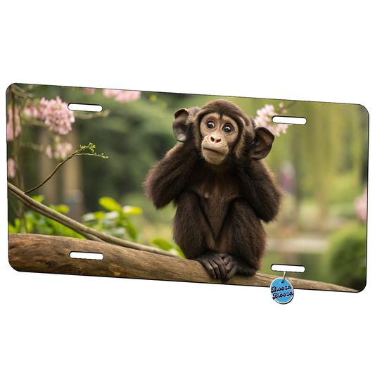 Hear No Evil Cute Monkey Metal Vanity Novelty Tag License Plate for Trucks Cars SUVs