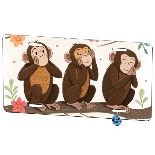 Hear Speak See No Evil Metal Vanity Novelty Tag License Plate for Trucks Cars SUVs