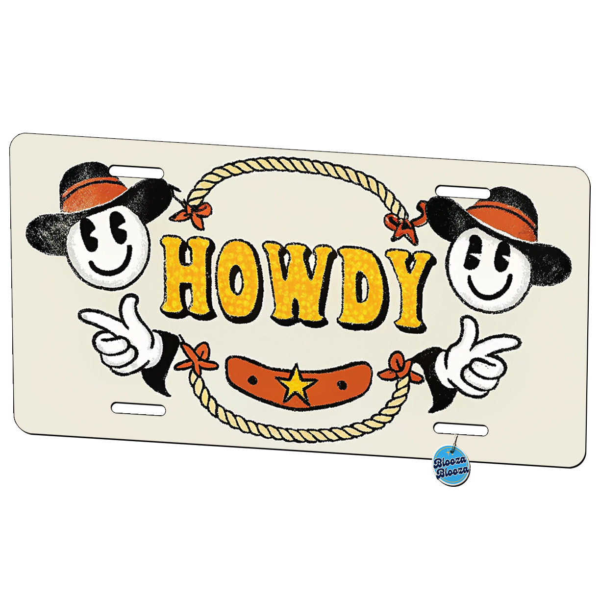 Howdy Funny Country Cowboy Cowgirl Metal Vanity Novelty Tag License Plate for Trucks Cars SUVs