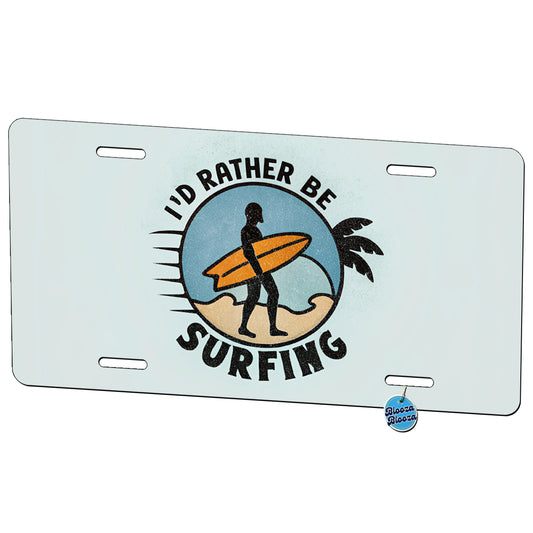 I'd Rather Be Surfing Metal Vanity Novelty Tag License Plate for Trucks Cars SUVs