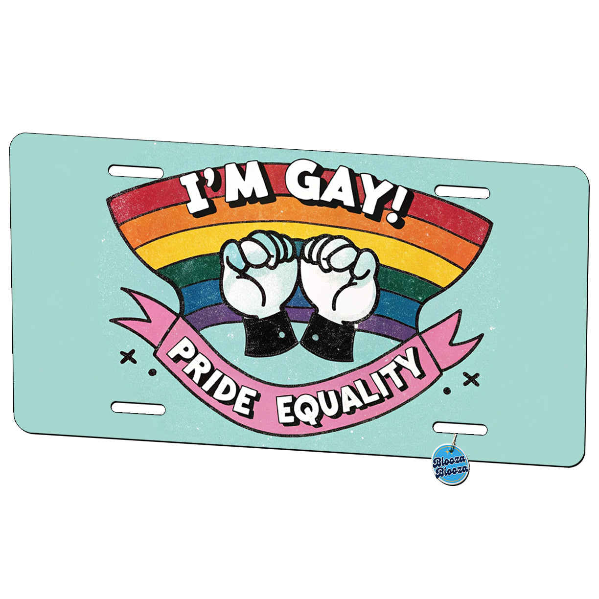 I'm Gay Pride Equality LGBTQ Rainbow Metal Vanity Novelty Tag License Plate for Trucks Cars SUVs