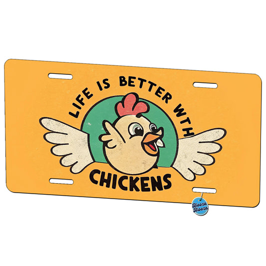 Life Is Better With Chickens Metal Vanity Novelty Tag License Plate for Trucks Cars SUVs