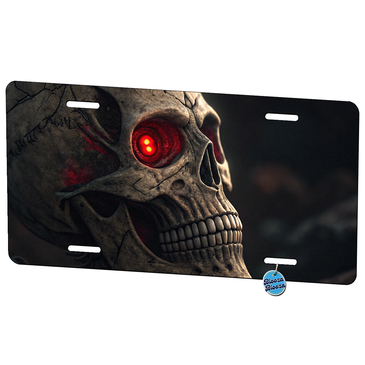 Skull With Red Eyes Metal Vanity Novelty Tag License Plate for Trucks Cars SUVs