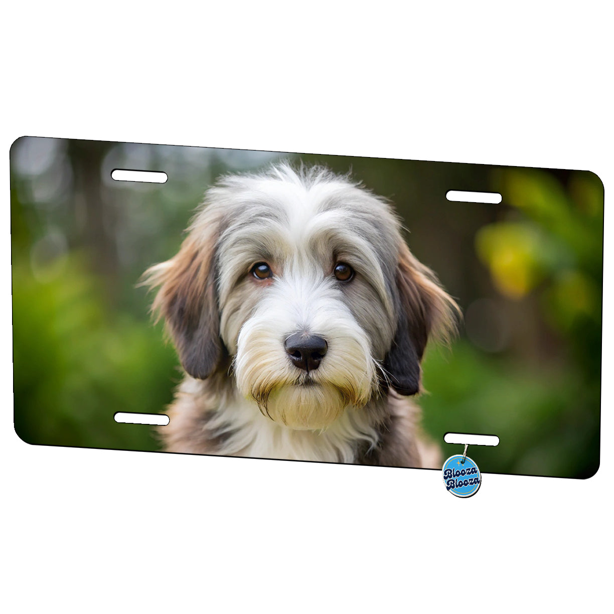 Bearded Collie Dog Puppy Photo Metal Vanity Novelty Tag License Plate for Trucks Cars SUVs