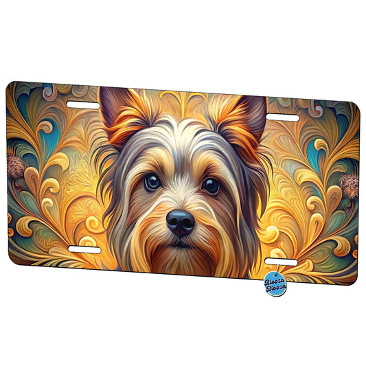 Biewer Terrier Dog Art Nouveau Metal Vanity Novelty Tag License Plate for Trucks Cars SUVs