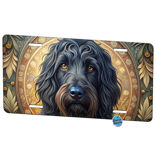 Black Russian Terrier Dog Art Nouveau Metal Vanity Novelty Tag License Plate for Trucks Cars SUVs