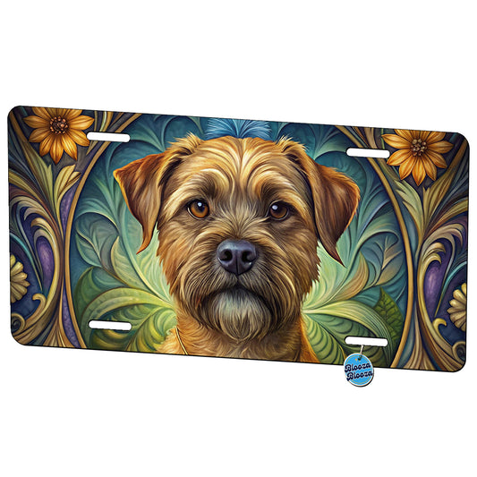 Border Terrier Dog Art Nouveau Metal Vanity Novelty Tag License Plate for Trucks Cars SUVs