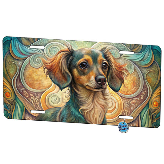 Chiweenie Dog Art Nouveau Metal Vanity Novelty Tag License Plate for Trucks Cars SUVs