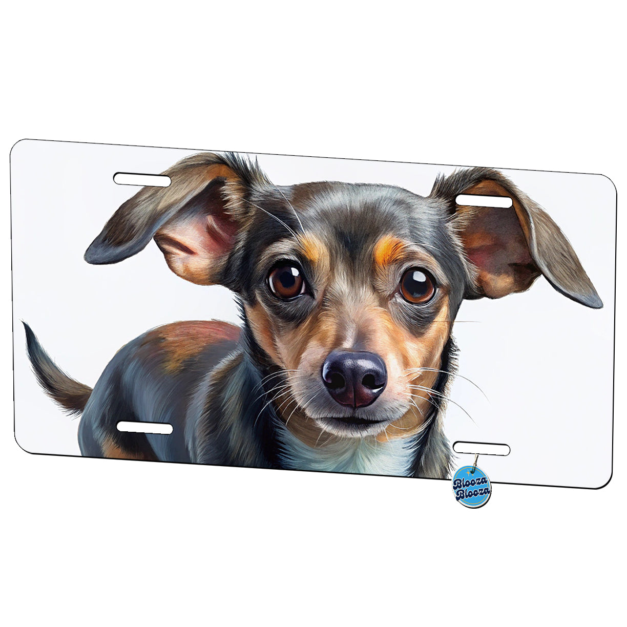Chiweenie Dog Illustration Metal Vanity Novelty Tag License Plate for Trucks Cars SUVs