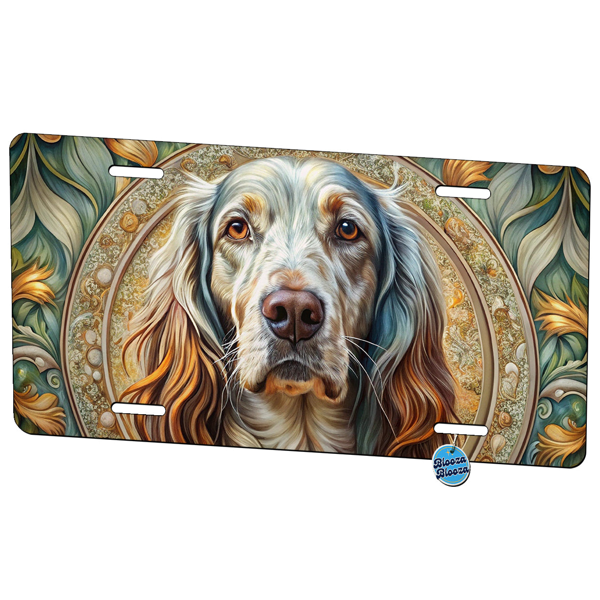 English Setter Dog Art Nouveau Metal Vanity Novelty Tag License Plate for Trucks Cars SUVs