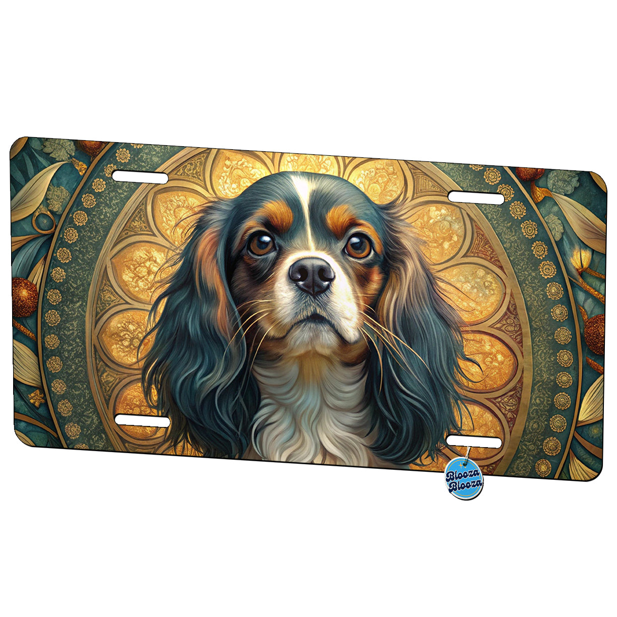 English Toy Spaniel Dog Art Nouveau Metal Vanity Novelty Tag License Plate for Trucks Cars SUVs
