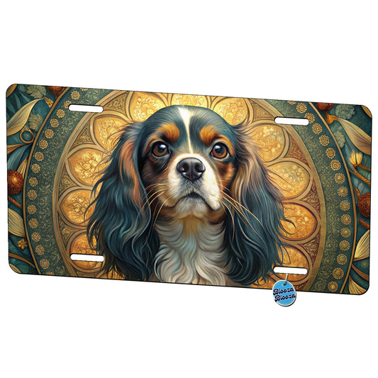 English Toy Spaniel Dog Art Nouveau Metal Vanity Novelty Tag License Plate for Trucks Cars SUVs