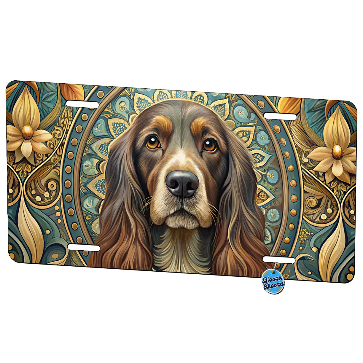 Field Spaniel Dog Art Nouveau Metal Vanity Novelty Tag License Plate for Trucks Cars SUVs