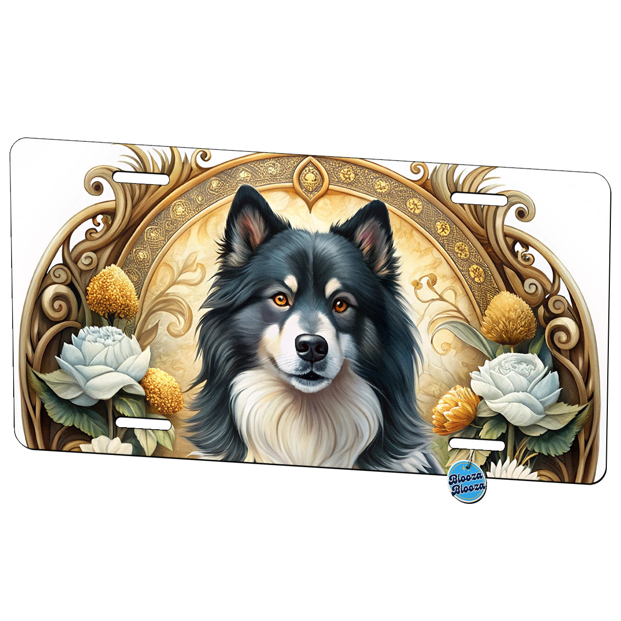 Finnish Lapphund Dog Art Nouveau Metal Vanity Novelty Tag License Plate for Trucks Cars SUVs