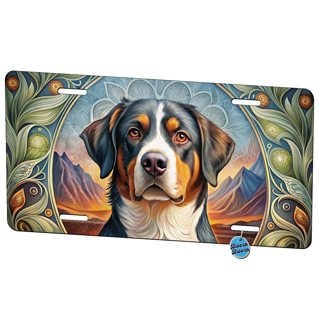 Greater Swiss Mountain Dog Art Nouveau Metal Vanity Novelty Tag License Plate for Trucks Cars SUVs