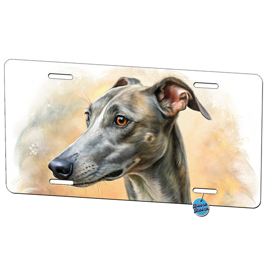 Greyhound Dog Illustration Metal Vanity Novelty Tag License Plate for Trucks Cars SUVs
