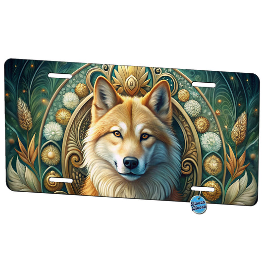 Icelandic Sheepdog Dog Art Nouveau Metal Vanity Novelty Tag License Plate for Trucks Cars SUVs