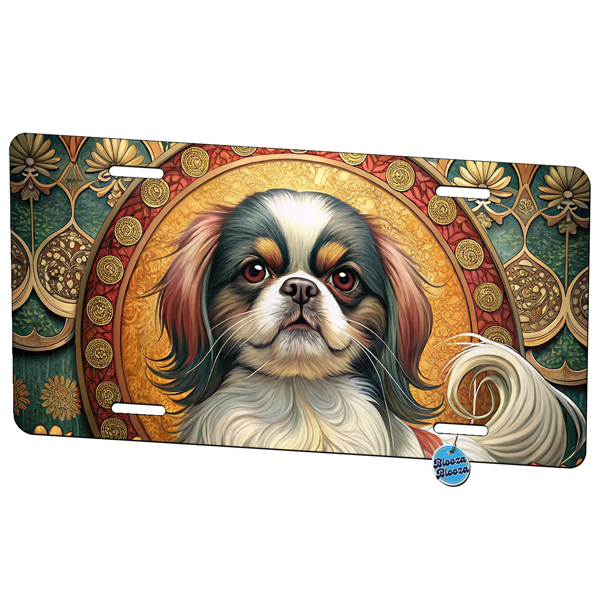 Japanese Chin Dog Art Nouveau Metal Vanity Novelty Tag License Plate for Trucks Cars SUVs