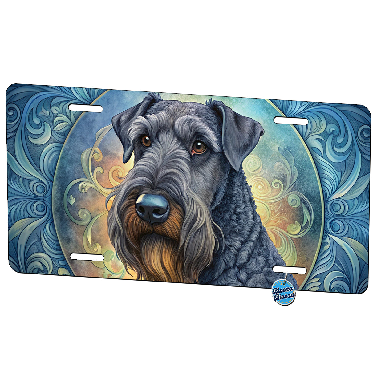 Kerry Blue Terrier Dog Art Nouveau Metal Vanity Novelty Tag License Plate for Trucks Cars SUVs