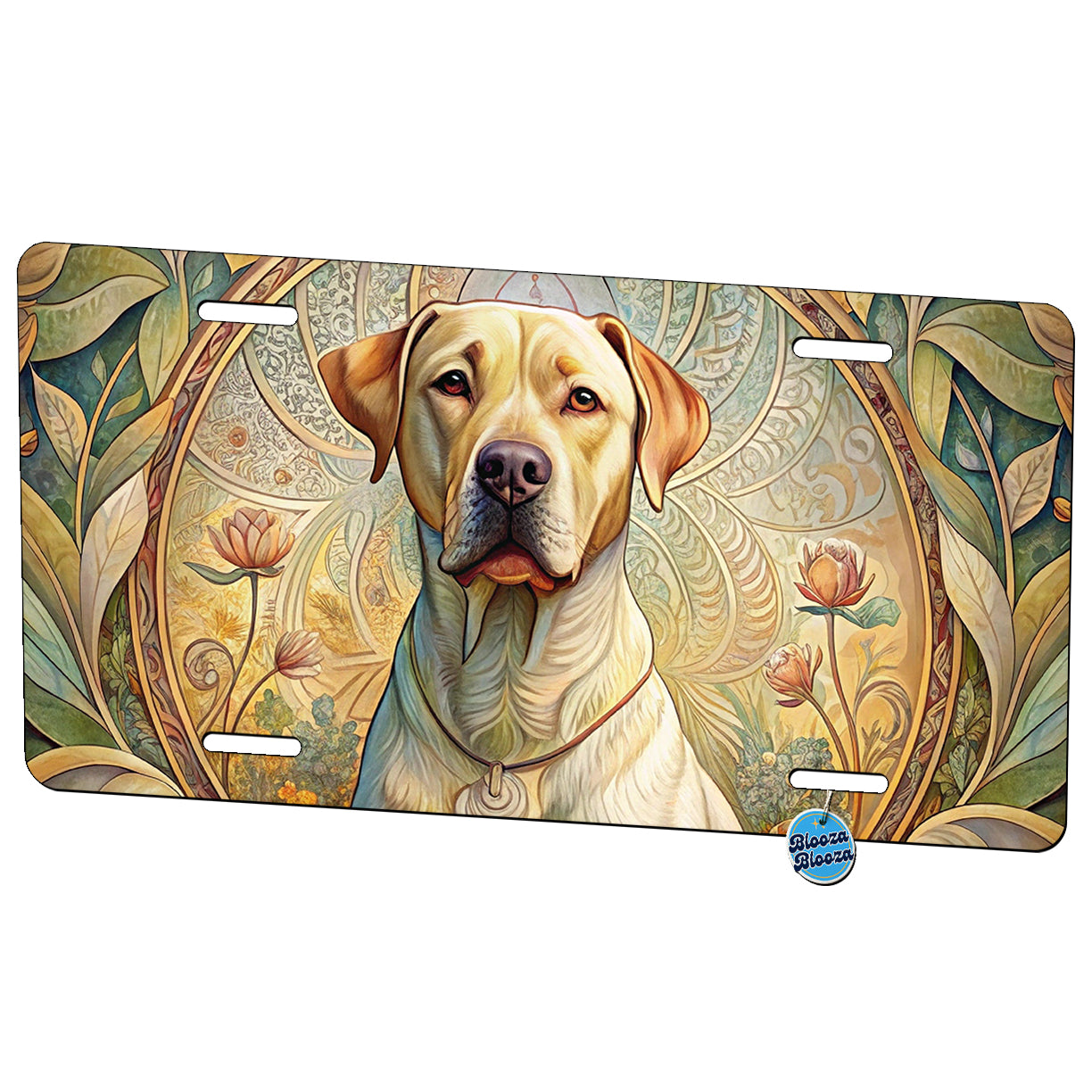 Labrabull Dog Art Nouveau Metal Vanity Novelty Tag License Plate for Trucks Cars SUVs