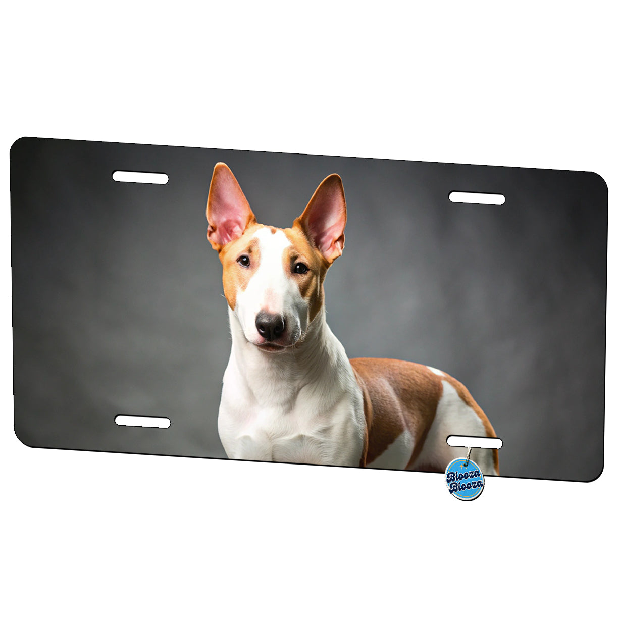 Miniature Bull Terrier Dog Photo Metal Vanity Novelty Tag License Plate for Trucks Cars SUVs