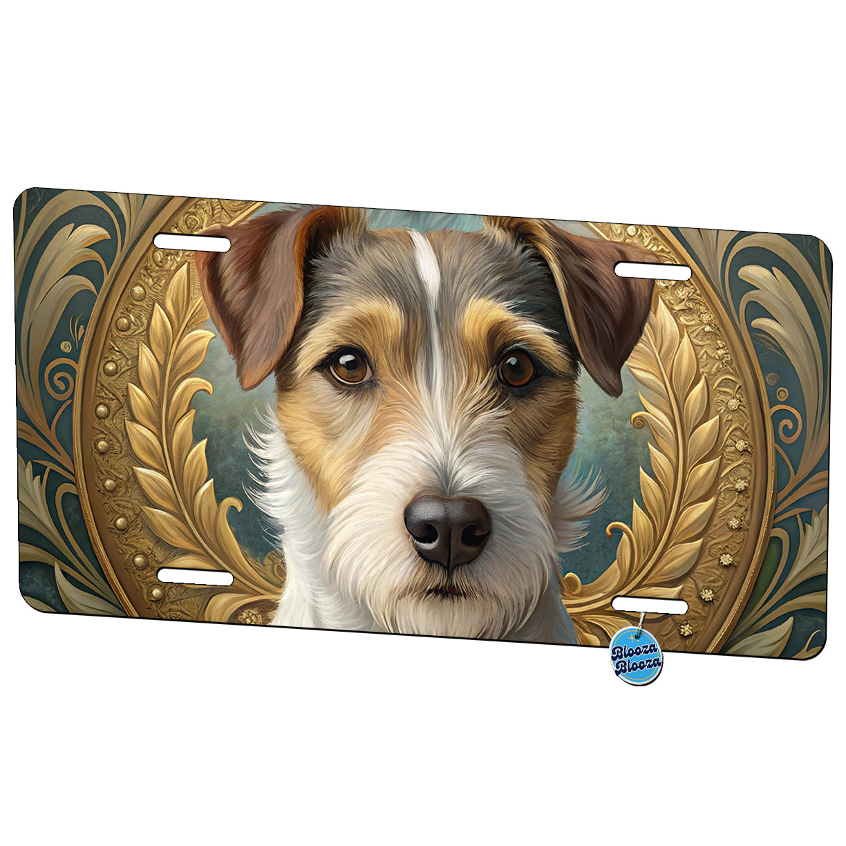 Parson Russell Terrier Dog Art Nouveau Metal Vanity Novelty Tag License Plate for Trucks Cars SUVs