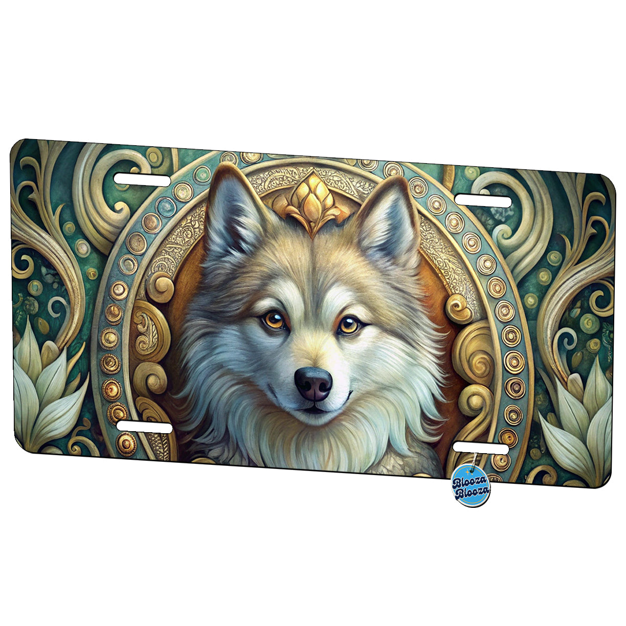 Pomsky Dog Art Nouveau Metal Vanity Novelty Tag License Plate for Trucks Cars SUVs
