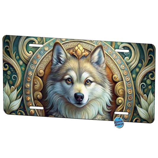 Pomsky Dog Art Nouveau Metal Vanity Novelty Tag License Plate for Trucks Cars SUVs