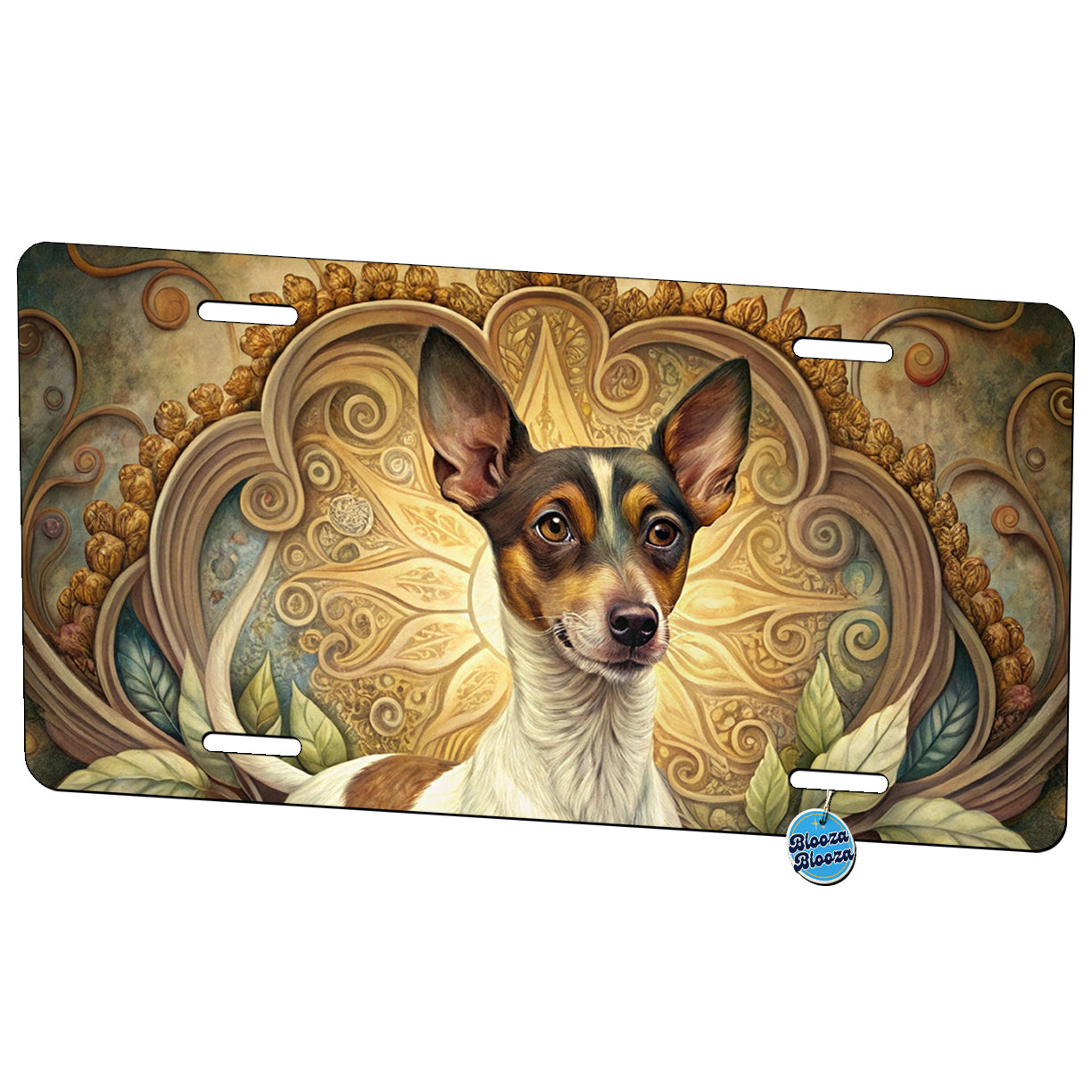 Rat Terrier Dog Art Nouveau Metal Vanity Novelty Tag License Plate for Trucks Cars SUVs