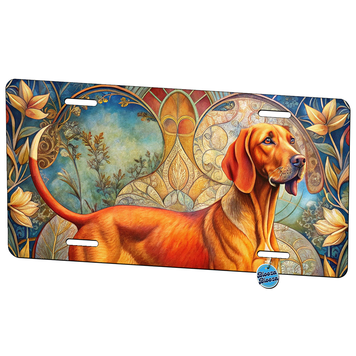 Redbone Coonhound Dog Art Nouveau Metal Vanity Novelty Tag License Plate for Trucks Cars SUVs