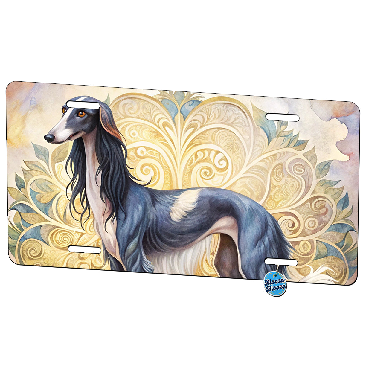 Saluki Dog Art Nouveau Metal Vanity Novelty Tag License Plate for Trucks Cars SUVs